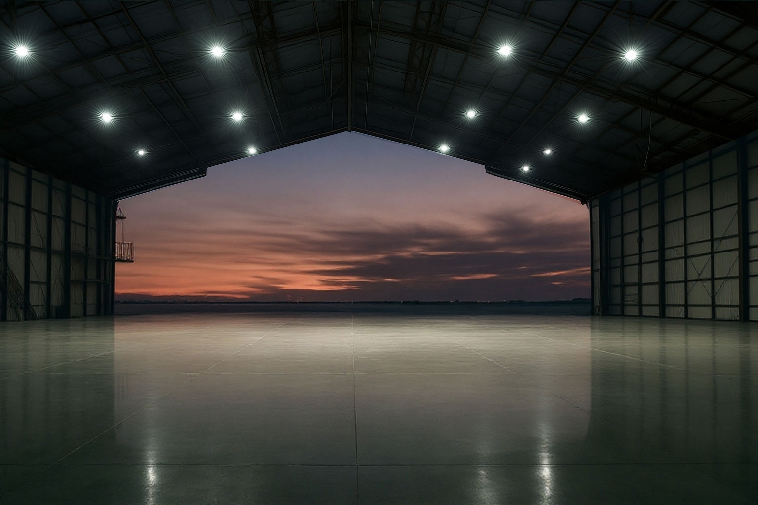 Empty Private Jet Hangar